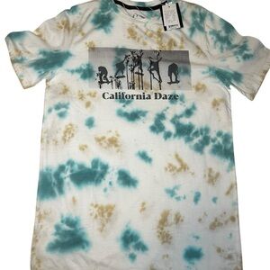 Art Class Tie-Dye Skater T-Shirt with Blue and Tan Accents - size XXL (18)